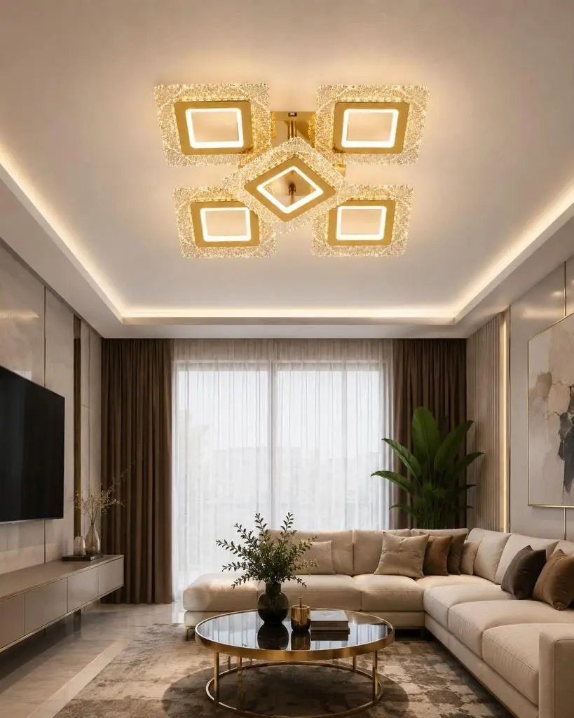 Eray Aydınlatma Eray Aydınlatma A016-4+1 Sarı Dimmer Kumandalı Led Avize ürün görseli