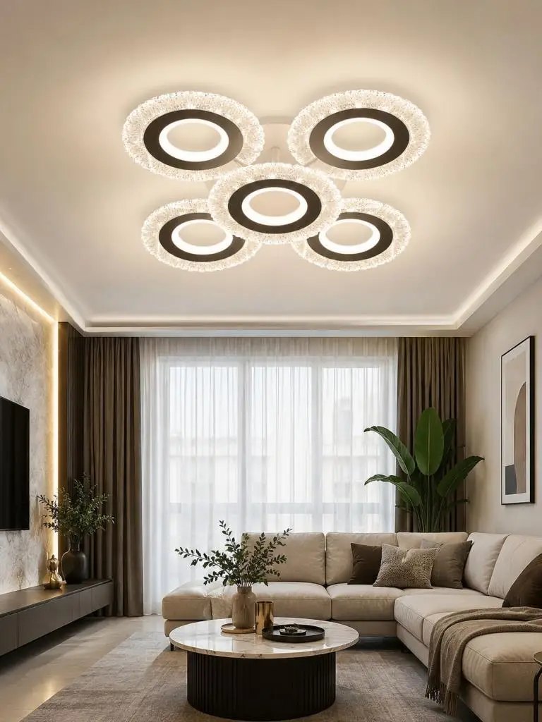 Eray Aydınlatma Eray Aydınlatma A017-4+1 Beyaz Dimmer Kumandalı Led Avize ürün görseli