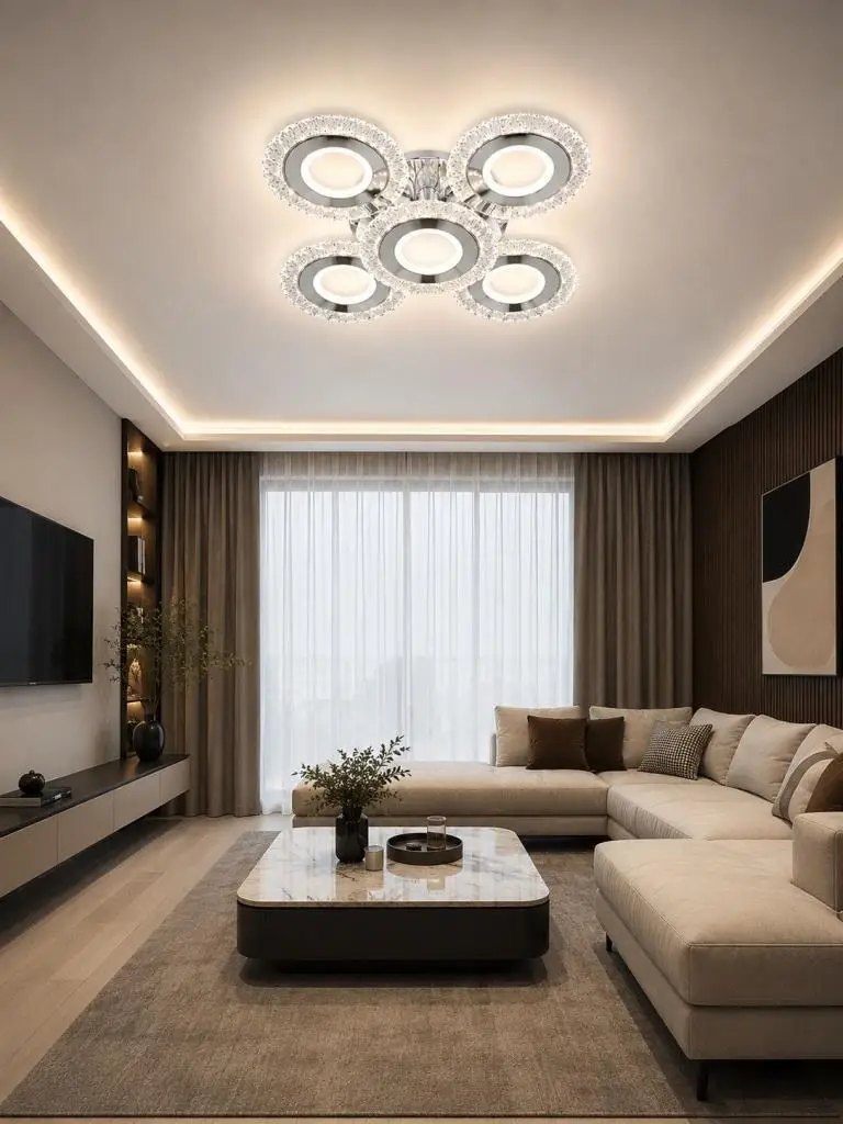 Eray Aydınlatma Eray Aydınlatma A017-4+1 Krom Dimmer Kumandalı Led Avize ürün görseli