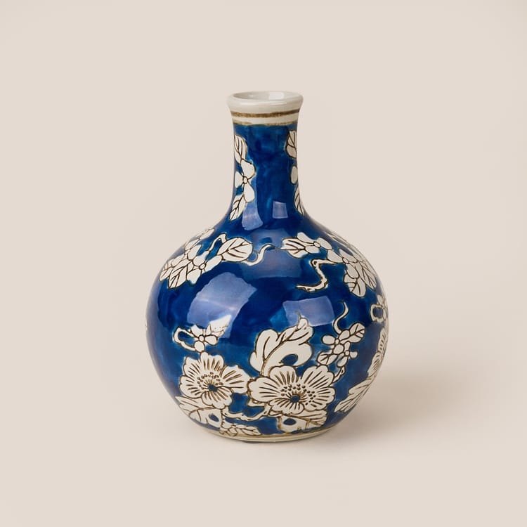 Evidea Evidea Deco Amalfi Seramik Vazo - Lacivert / Beyaz - 15,5 cm ürün görseli