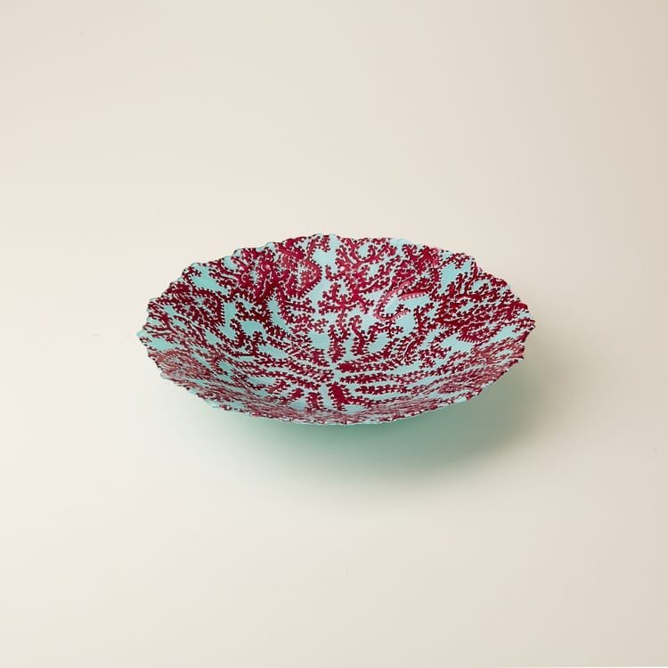 Evidea Evidea Deco Mercan Dekoratif Tabak - Turkuaz / Kırmızı - 40 cm ürün görseli