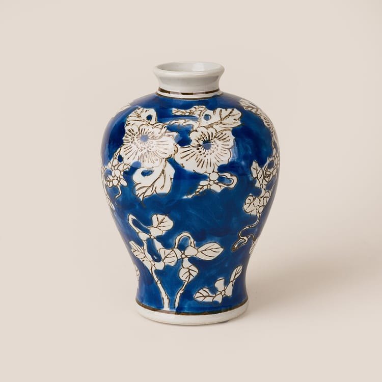 Evidea Evidea Deco Positano Seramik Vazo - Lacivert / Beyaz - 15,5 cm ürün görseli