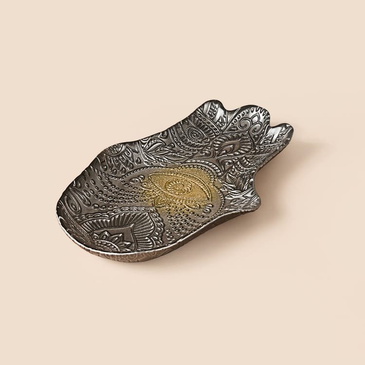 Evidea Evidea Deco Rabia Eli Dekoratif Tabak - Gri - 22x15 cm ürün görseli
