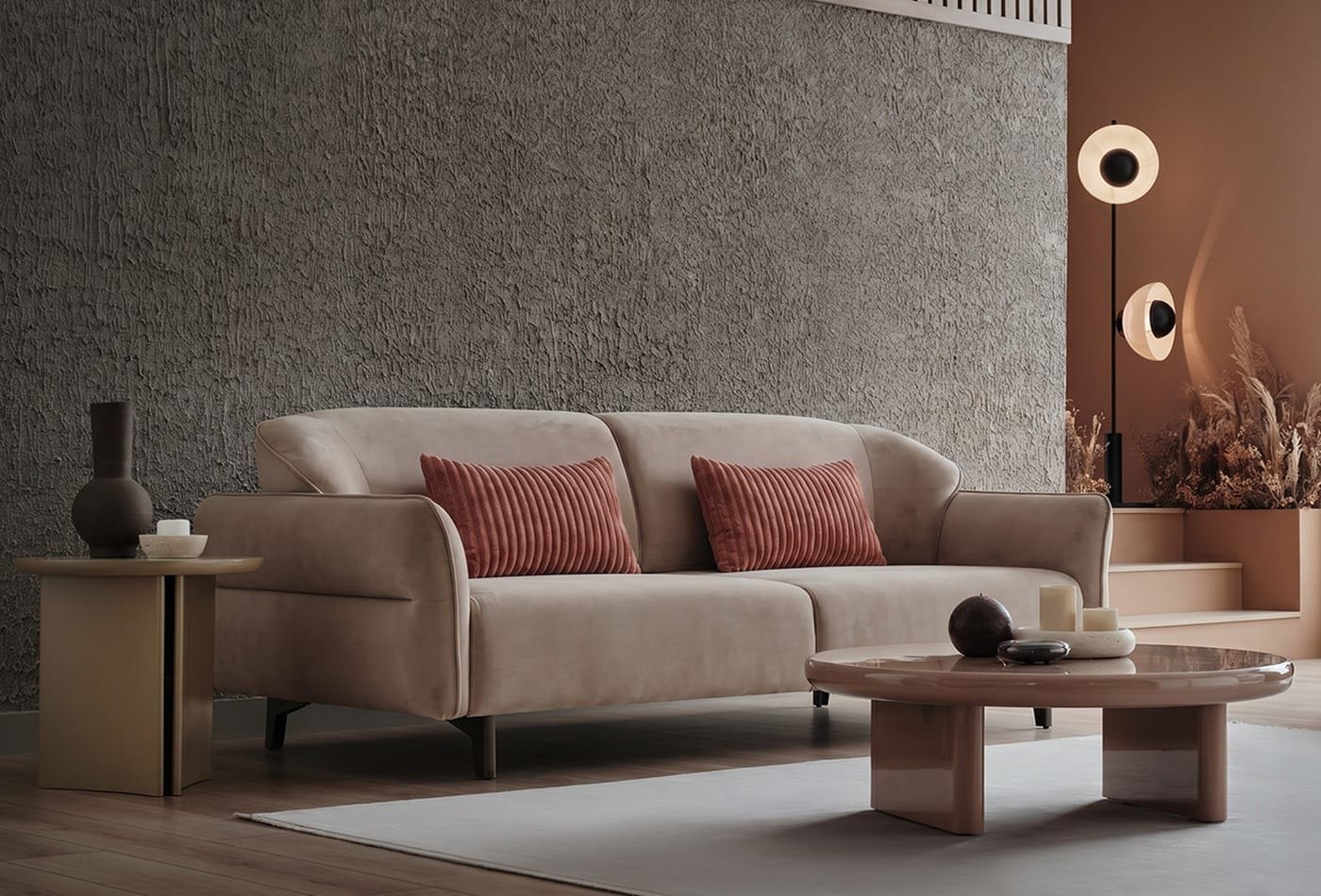 Enza Home Hera 3'lü Yataklı Koltuk, Pati Dostu - Kadife Dokulu, 19212 Bej ürün görseli