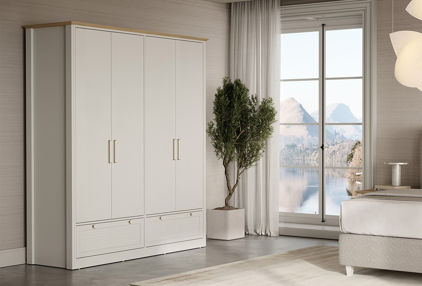 Enza Home Marsell Beyaz Dolap, 187x224 cm (GxY) ürün görseli