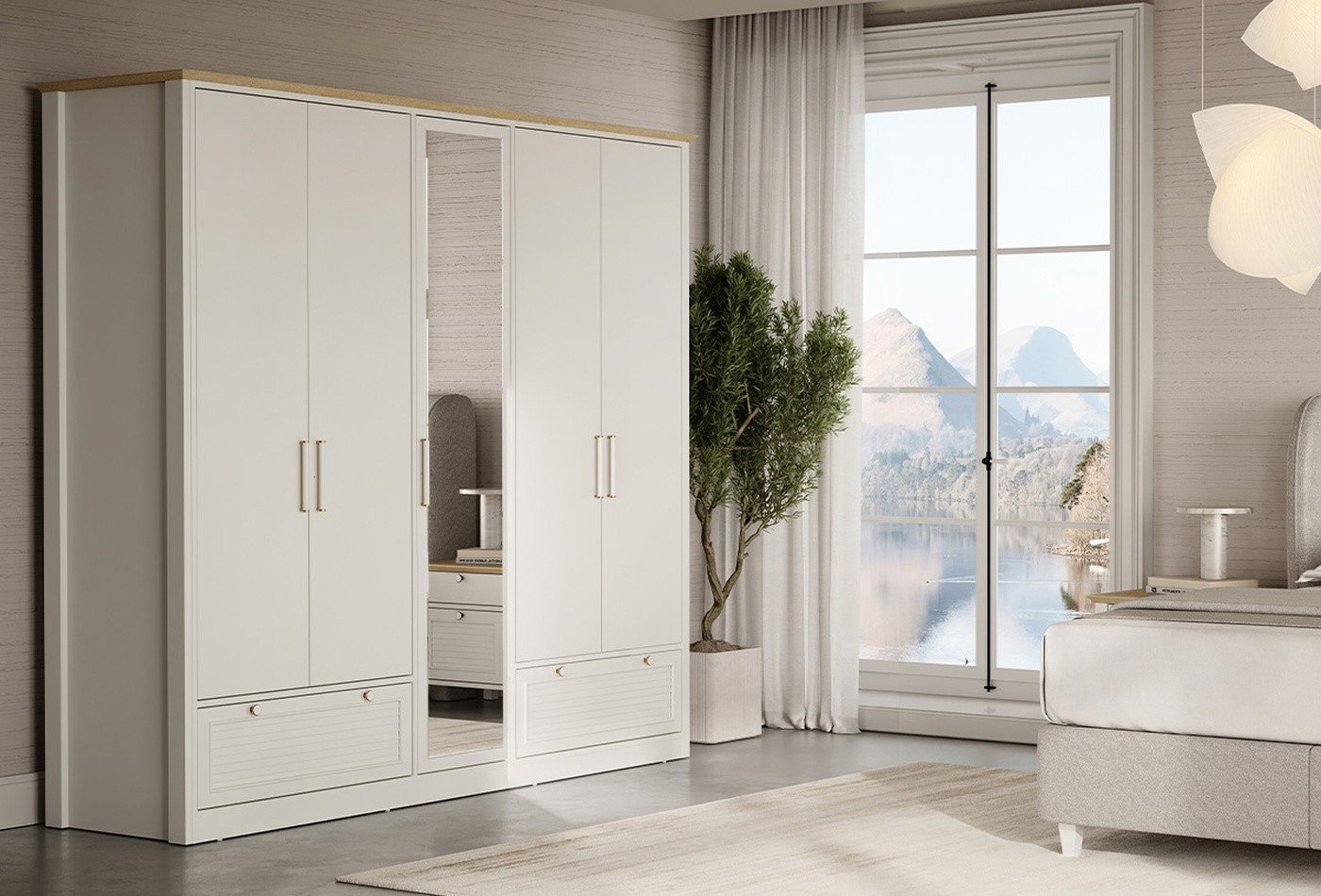 Enza Home Marsell Beyaz Dolap, 231x224 cm (GxY) ürün görseli