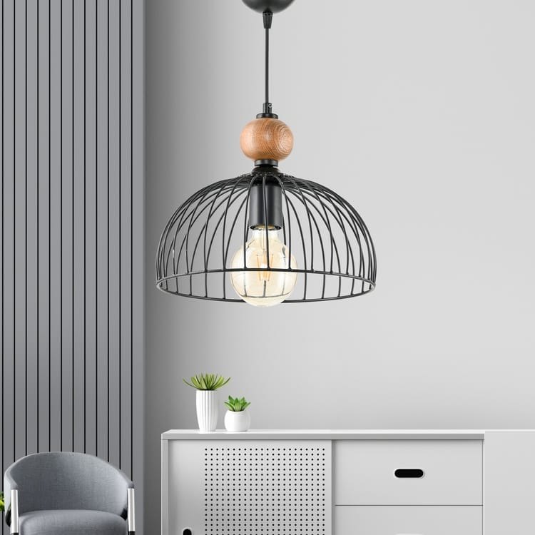 Evidea Safir Light Cesta Ahşap Detaylı Tekli Sarkıt ürün görseli