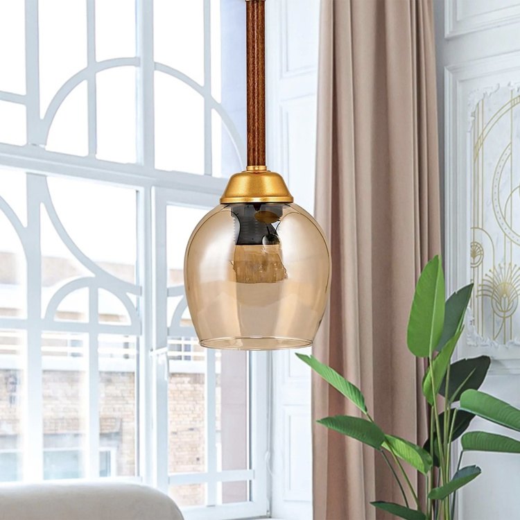 Evidea Safir Light Volga Bal Camlı Sarkıt - Gold/Ceviz ürün görseli